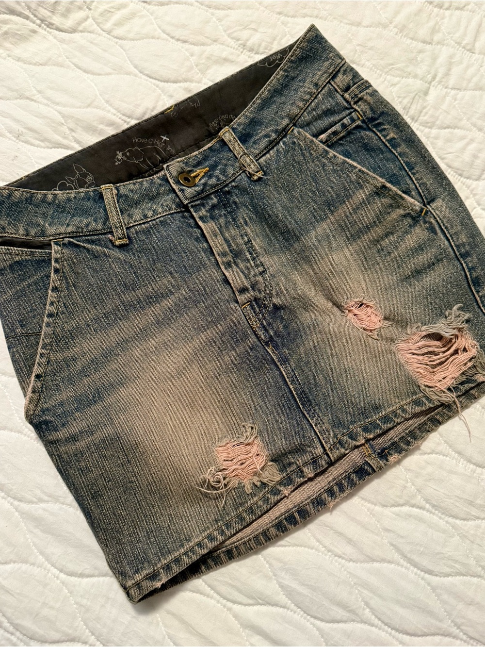 Garcia Marquez Gauche Distressed Y2K Denim Mini Skirt 🐕 Japanese Streetwear
